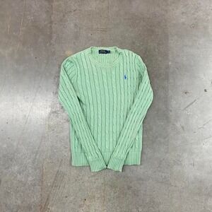 Polo Ralph Lauren Green Cable Knit Sweater Y2K Women's Sz S